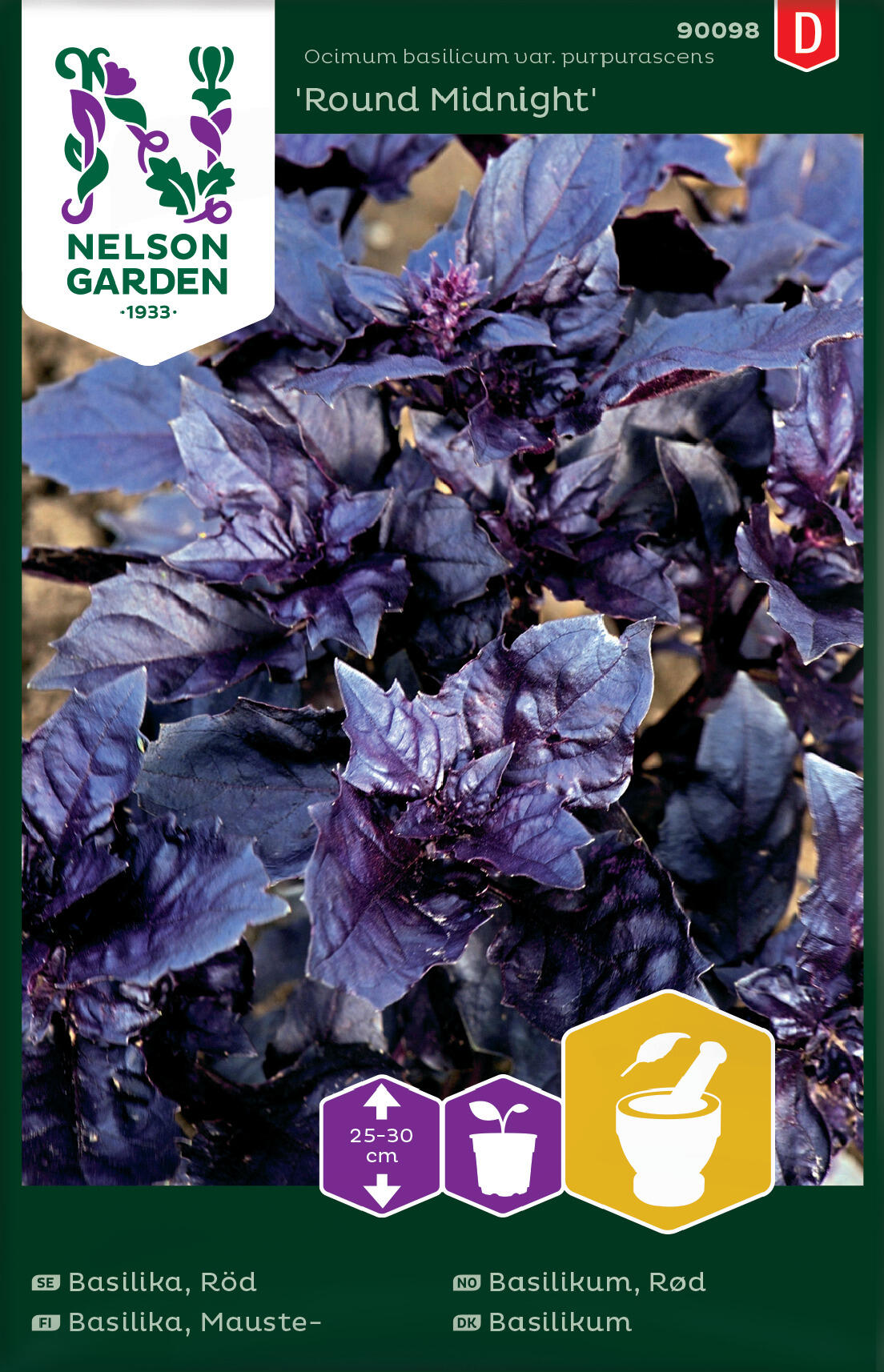 Rød basilikum 'Round Midnight'